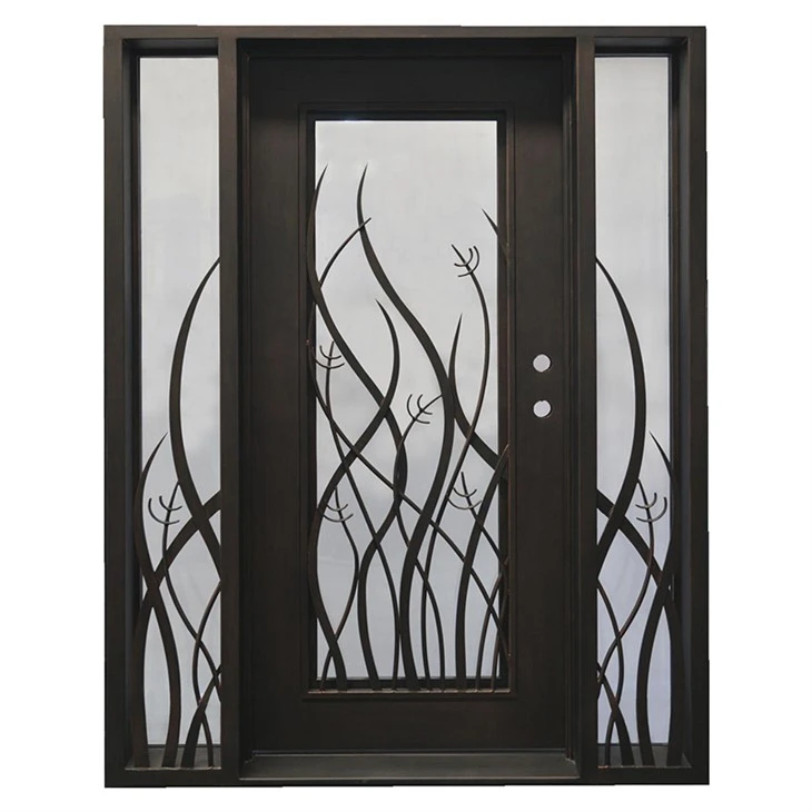 Golden Color Glass Steel Door With Pillar